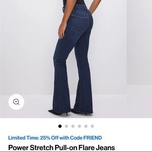 good american Power Stretch Pull-on Flare Jeans - small, indigo491